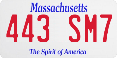 MA license plate 443SM7