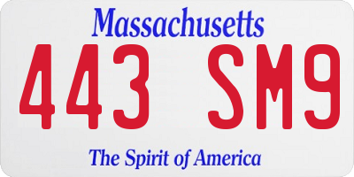 MA license plate 443SM9