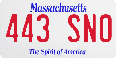 MA license plate 443SN0