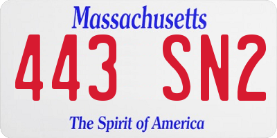 MA license plate 443SN2