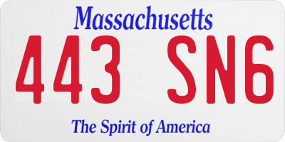 MA license plate 443SN6