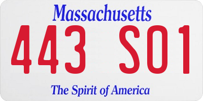 MA license plate 443SO1
