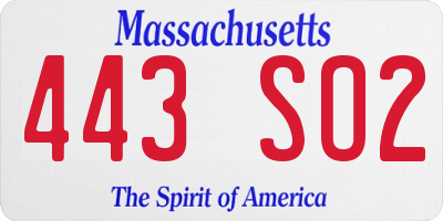 MA license plate 443SO2