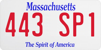 MA license plate 443SP1