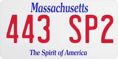 MA license plate 443SP2