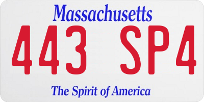 MA license plate 443SP4