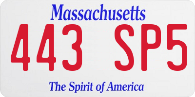 MA license plate 443SP5