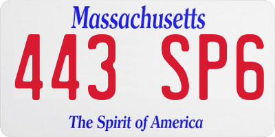 MA license plate 443SP6