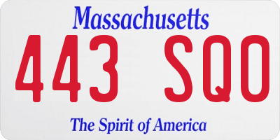 MA license plate 443SQ0