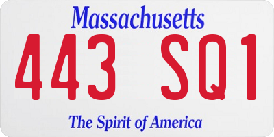MA license plate 443SQ1
