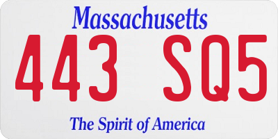 MA license plate 443SQ5