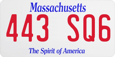 MA license plate 443SQ6
