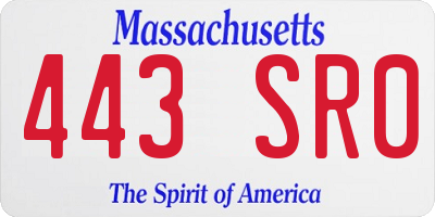MA license plate 443SR0