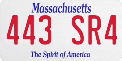 MA license plate 443SR4