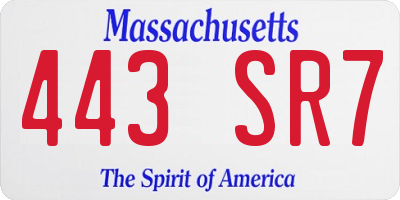 MA license plate 443SR7