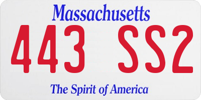 MA license plate 443SS2