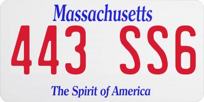 MA license plate 443SS6