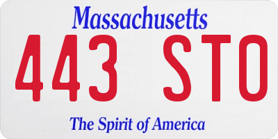 MA license plate 443ST0