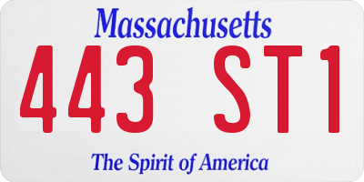 MA license plate 443ST1