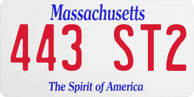 MA license plate 443ST2