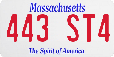 MA license plate 443ST4