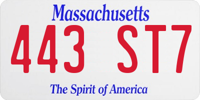 MA license plate 443ST7