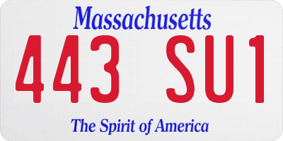 MA license plate 443SU1