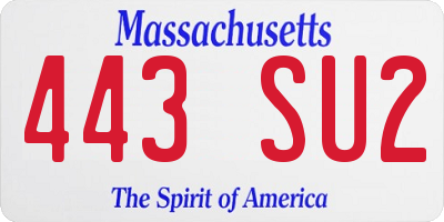 MA license plate 443SU2