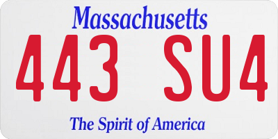 MA license plate 443SU4
