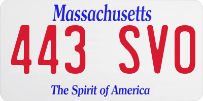 MA license plate 443SV0