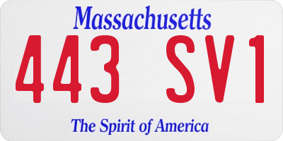 MA license plate 443SV1