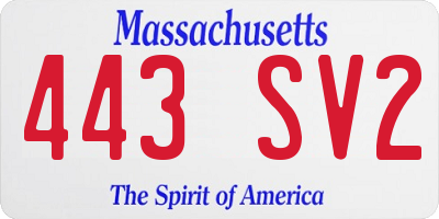 MA license plate 443SV2