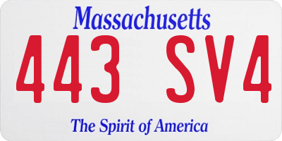 MA license plate 443SV4