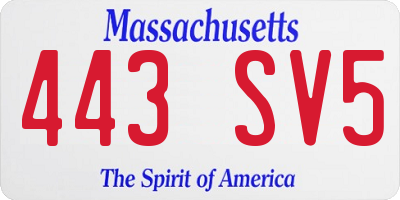 MA license plate 443SV5