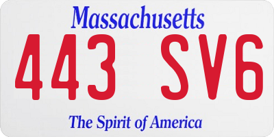 MA license plate 443SV6