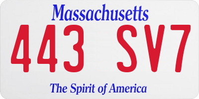 MA license plate 443SV7