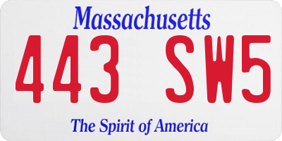 MA license plate 443SW5