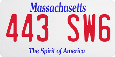 MA license plate 443SW6