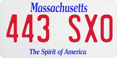MA license plate 443SX0