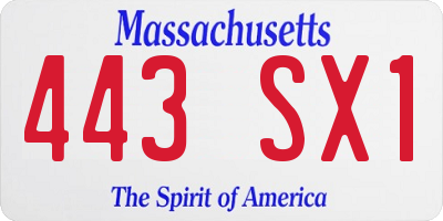 MA license plate 443SX1