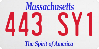 MA license plate 443SY1