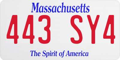MA license plate 443SY4