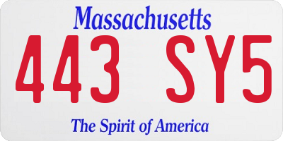 MA license plate 443SY5