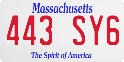 MA license plate 443SY6