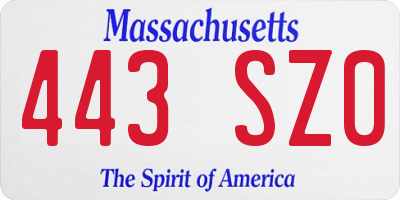 MA license plate 443SZ0