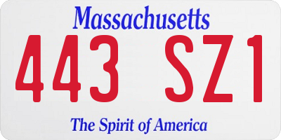 MA license plate 443SZ1