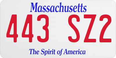 MA license plate 443SZ2