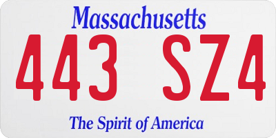 MA license plate 443SZ4