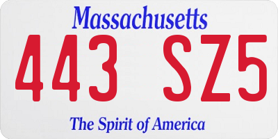 MA license plate 443SZ5