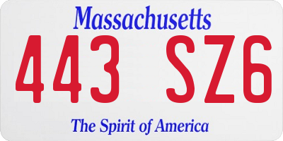 MA license plate 443SZ6